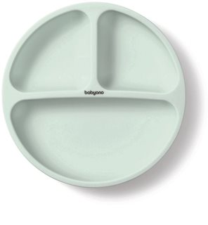 BabyOno Siilicone Plate 6m+ dělený talíř s přísavkou Sage 1 ks