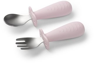 BabyOno Be Active Stainless Steel Spoon and Fork stalo įrankiai vaikams Pink 12m+ 2 vnt.