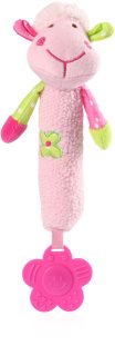 BabyOno Squeaky Toy Sweet Lambie knijpspeeltje met bijtring Pink 1 st