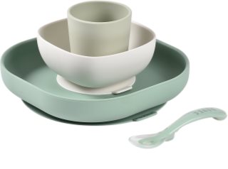 Beaba 4-Piece Silicone Dinner Set komplet pribora za jelo Pebble 4m+ Sage Green / Misty Green 4 kom
