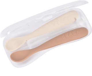Beaba Set of 2 Ergonomic Spoons spoon with bag Clay Praline 4m+ 2 pc