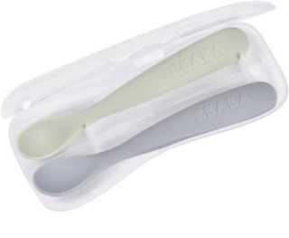 Beaba Set of 2 Ergonomic Spoons spoon with bag Pebble Green 4m+ 2 pc