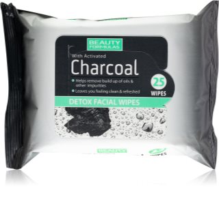 Beauty Formulas Charcoal odličovacie obrúsky s aktívnym uhlím 25 ks