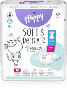 BELLA Baby Happy Soft&Delicate jednorazové plienky s kanálikmi Newborn 2-5 kg 82 ks