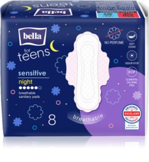 BELLA For Teens Sensitive Night higiēniskās paketes naktij 8 gab.