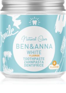 BEN&ANNA Natural Toothpaste White Fluoride fogkrém üvegtégelyben fluoriddal 100 ml
