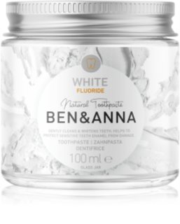 BEN&ANNA Natural Toothpaste White Fluoride tandkräm i en glasburk med fluor 100 ml