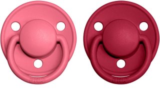 BIBS De Lux Natural Rubber Size 1: 0+ months cumi Coral / Ruby 2 db