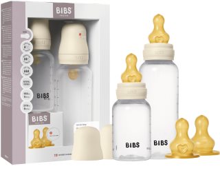 BIBS Anti-Colic Baby Bottle Set pudele pret kolikām ar kaučuka knupi Ivory