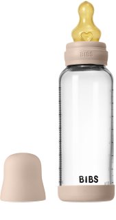 BIBS Baby Glass Bottle Round Latex koolikuid ennetav pudel Blush 240 ml