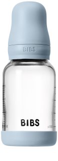BIBS Baby Glass Bottle Silicone antikolik-flaske med silikonetud Baby Blue 120 ml
