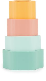 Bieco Silicone Stacking Tower Flower играчка за подреждане 12 m+ Tropical Vibes 4 бр.