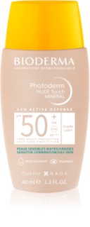Bioderma Photoderm Nude Touch Farvet væske til kombination og fedtet hud SPF 50+ Skygge Light Colour 40 ml