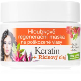 Bione Cosmetics Keratin + Ricinový olej mascarilla regeneradora para cabello 260 ml