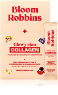 Bloom Robbins Glowy skin COLLAGEN YOUNGER & SMOOTHER SKIN POWDER prášek pro krásnou pleť příchuť Mango Maracuja 30 ks