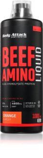 Body Attack Beef-Amino Liquid Fertiggetränk mit Aminosäuren Geschmack Orange 1000 ml