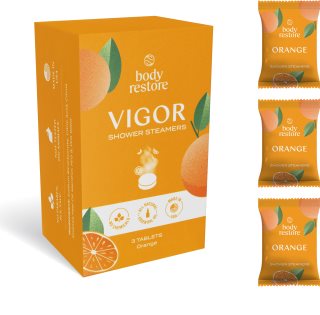 Body Restore Vigor Shower Steamers shower tablets fragrance Orange 3 pc