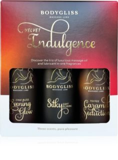 BodyGliss Velvet Indulgence Travel Edition Masāžas eļļa uz silikona bāzes Dāvanu komplekts 3x50 ml
