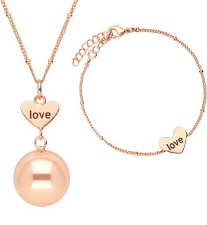 Bola Heart and Love obesek z zvončki za nosečnice Rose Gold