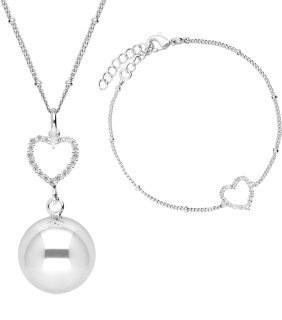 Bola Crystal Heart obesek z zvončki za nosečnice Silver