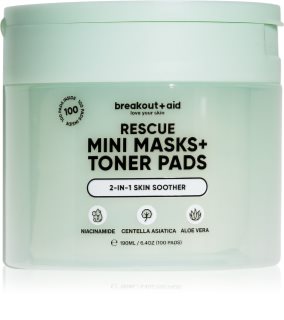 breakout + aid Rescue Mini Masks+Toner Pads toner pads with soothing effect 100 pc