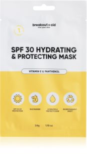 breakout + aid SPF 30 Hydrating & Protecting Mask Moisturising face sheet mask with vitamin E 34 g