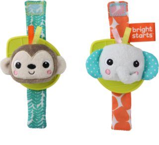 Bright Starts Wrist Pals Toy zvečka za ruku s grickalicom Monkey & Elephant 0 m+ 2 kom