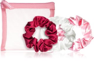 BrushArt Berry Scrunchie set Set von Haargummis in Minitasche White, Light pink, Dark pink