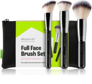 BrushArt Professional Full Face brush set with makeup pouch Kit de pinceaux avec pochette Noir