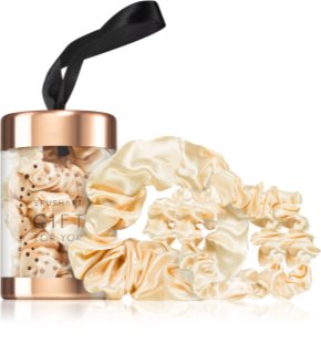 BrushArt Gift for You Slim & Midi satin scrunchie set gomas para cabello Blonde latte 3 ud
