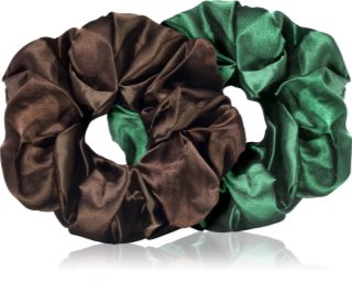BrushArt Hair Large satin scrunchie set Haargummis Brown & Green