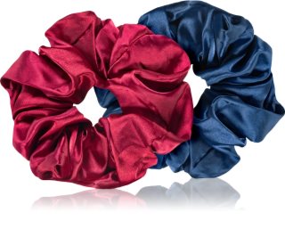 BrushArt Hair Large satin scrunchie set hair bands Red & Blue
