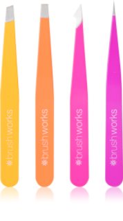 Brushworks Combination Tweezer Set lote de pinzas de cejas tipo Brights 4 ud