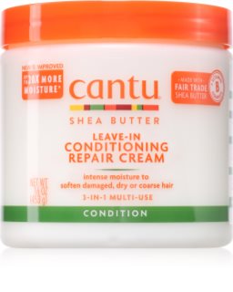 CANTU Shea Butter Leav-In Cond Cream κοντίσιονερ χωρίς ξέβγαλμα για κατεστραμμένα μαλλιά 453 γρ
