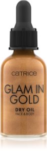Catrice Glam In Gold Dry Oil huile sèche pailletée visage et corps teinte 010 Stay Golden! 30 ml