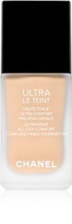 Chanel Ultra Le Teint Flawless Finish Foundation tartós matt alapozó egységesíti a bőrszín tónusait árnyalat B20 30 ml