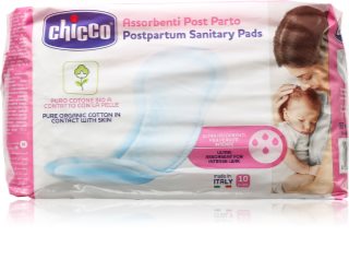 Chicco Postpartum Sanitary Pads 100% Pure Organic Cotton assorbenti per uso ostetrico 10 pz
