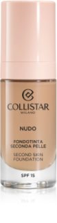 Collistar NUDO Second Skin Foundation SPF 15 makeup radiant cu hidratare cu efect de netezire