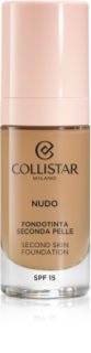 Collistar NUDO Second Skin Foundation SPF 15 világosító hidratáló make-up kisimító hatással árnyalat 3G Naturale Dorato 30 ml