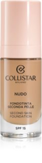 Collistar NUDO Second Skin Foundation SPF 15 világosító hidratáló make-up kisimító hatással árnyalat 4N Sabbia 30 ml