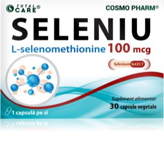 Cosmo Pharm Seleniu 100 mcg capsule pentru detoxifierea organismului, susținerea imunității și frumusețea tenului, a părului și a unghiilor 30 caps.