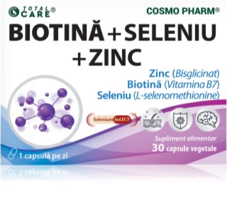 Cosmo Pharm Biotina (1000 mcg) + seleniu + zinc capsule pentru păr, unghii și piele 30 caps.