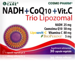 Cosmo Pharm Trio Lipozomal (NADH + Q10 + Vitamin C) capsule pentru susținerea metabolismului energetic 30 caps.