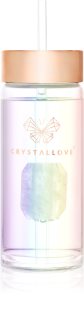 Crystallove Straw Water Bottle sticlă pentru apă cu pai Hologram - Clear Quartz 400 ml