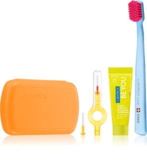 Curaprox Travel Set cosmetica reisset voor Tanden, Tong en Tandvlees Orange