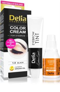 Delia Cosmetics Argan Oil brow colour shade 1.0 Black 15 ml