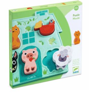 DJECO Wooden Block Puzzle Mouki Puzzle 12m+ 1 St.