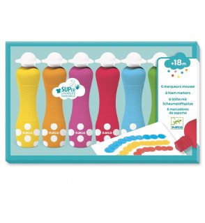 DJECO 6 Foam Markers pěnové barvy s aplikátorem 18m+ 6 ks