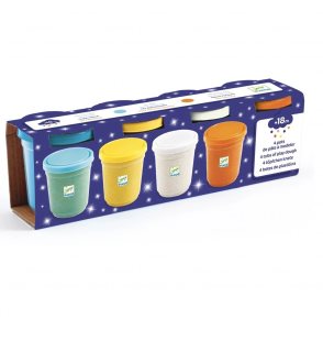 DJECO 4 Tubs of Play Dough barevná metalická modelína s odlesky 18m+ 4 ks