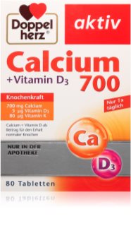 Doppelherz Aktiv Calcium 700+Vitamin D3 Tabletten für gesunde Knochen und Zähne 80 TABL